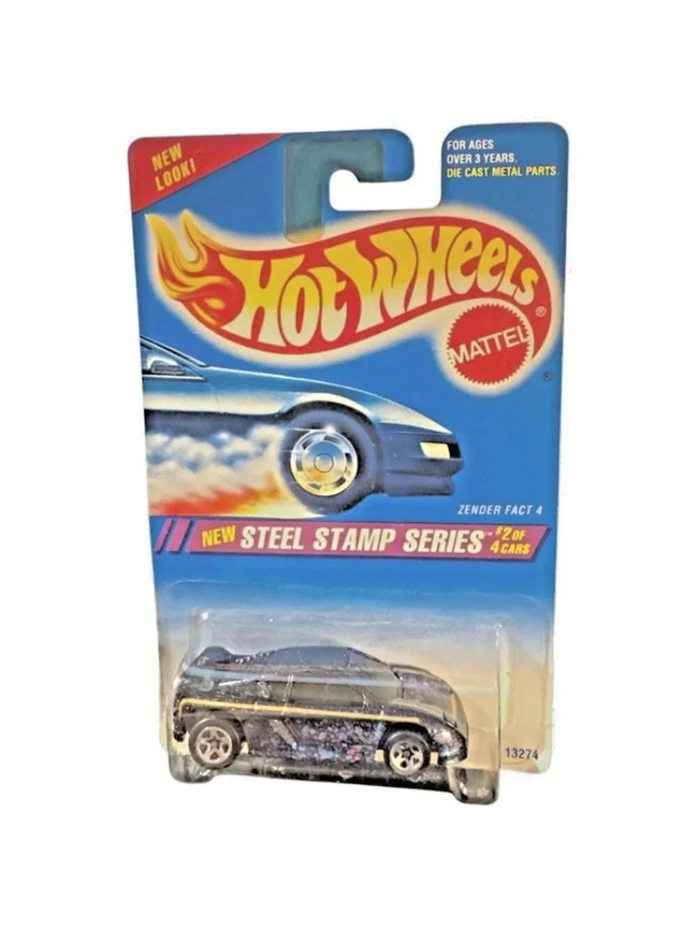 Vintage Die Cast Hot Wheels Mattel Steel Stamp Series Zender Fact 4 #2/4 Car New